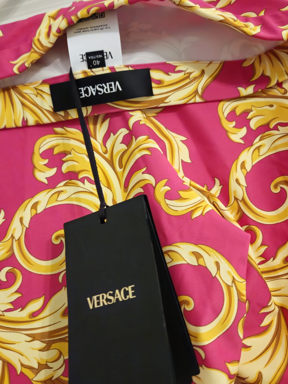 Versace Hot Pink & Gold Baroque Print Leggings - Picture 3 of 4